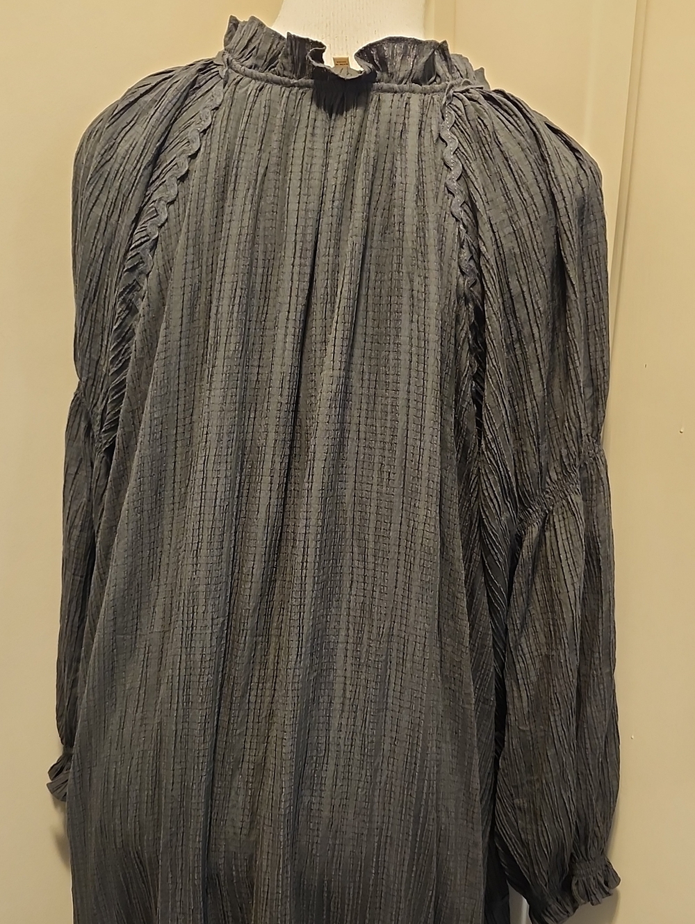 Promesa Charcoal Peaceful Prairie Textured Tiered Maxi Dress Small Oversize - Picture 7 of 13